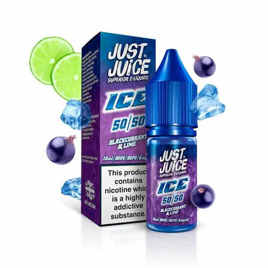 Blackcurrant & Lime Ice 50/50 E-Liquid by Just Juice 10ml-Grey Haze UK Vape Shop